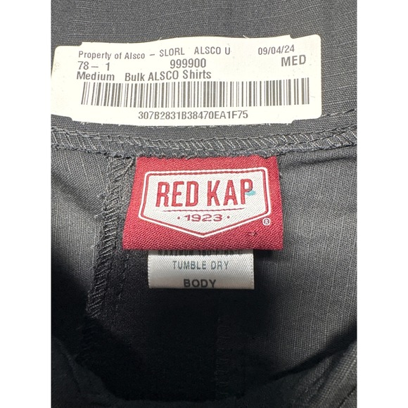 Red Kap Short Sleeve Work Shirt Black Button Front Utility Mens Medium - Picture 3 of 15